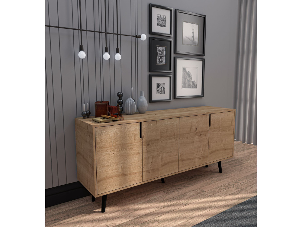 Houten dressoir "Latina" - 180 x 45 x 80 cm - Lichtbruin