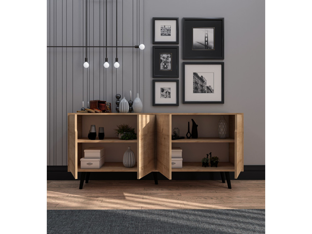 Houten dressoir "Latina" - 180 x 45 x 80 cm - Lichtbruin