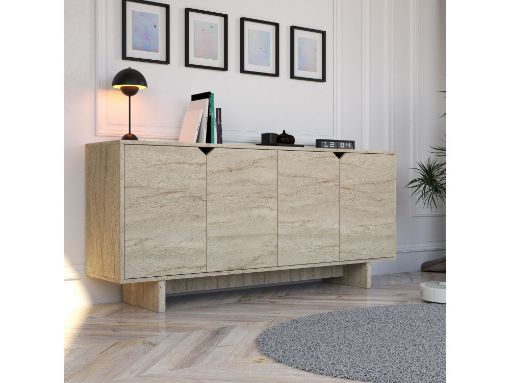 Houten dressoir "Turan" - 180 x 40 x 81 cm - Travertin