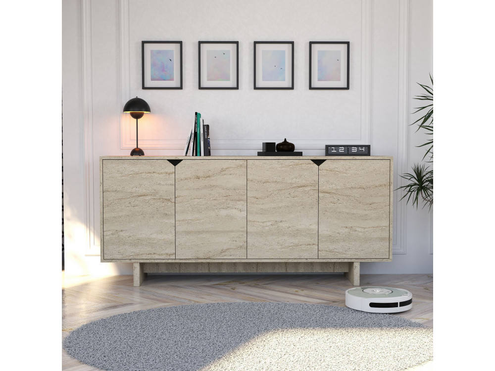 Houten dressoir "Turan" - 180 x 40 x 81 cm - Travertin