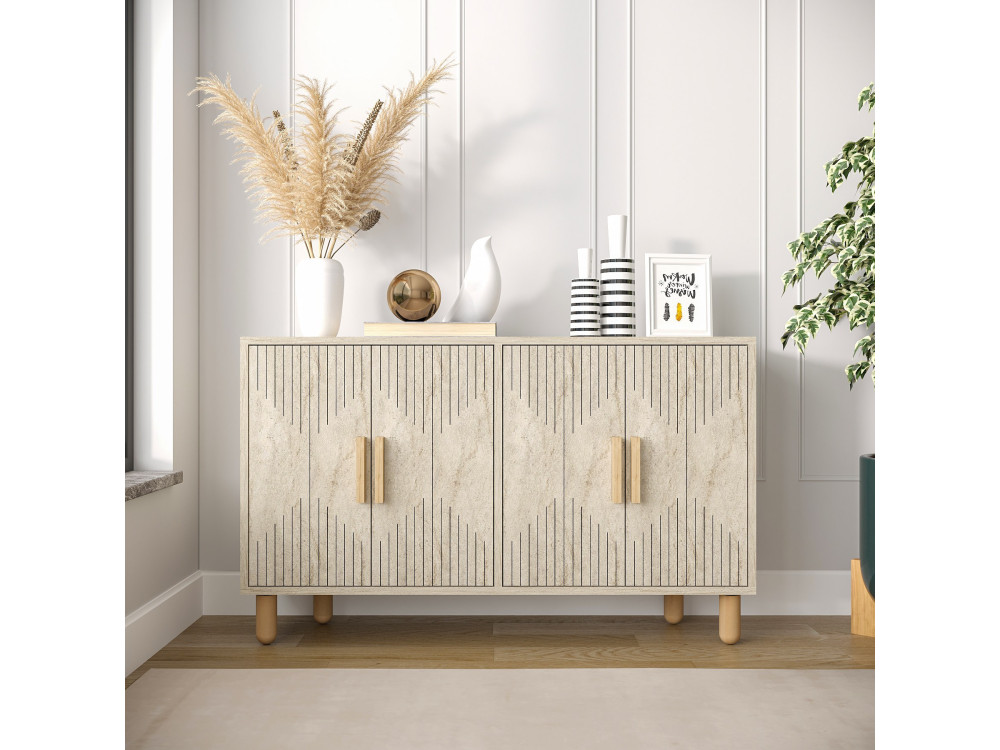 Houten dressoir "Roger" - 120 x 30 x 74 cm - Travertin