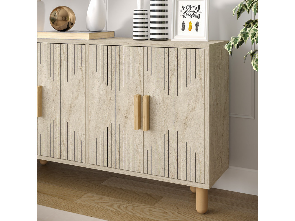 Houten dressoir "Roger" - 120 x 30 x 74 cm - Travertin
