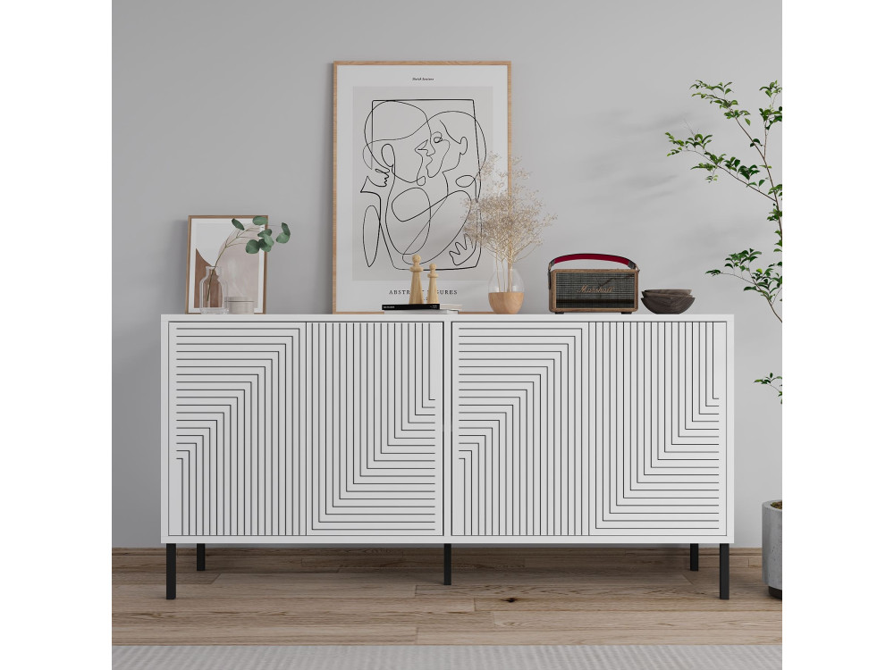 Houten buffetkast "Evolet" - 150 x 36 x 75 cm - Wit