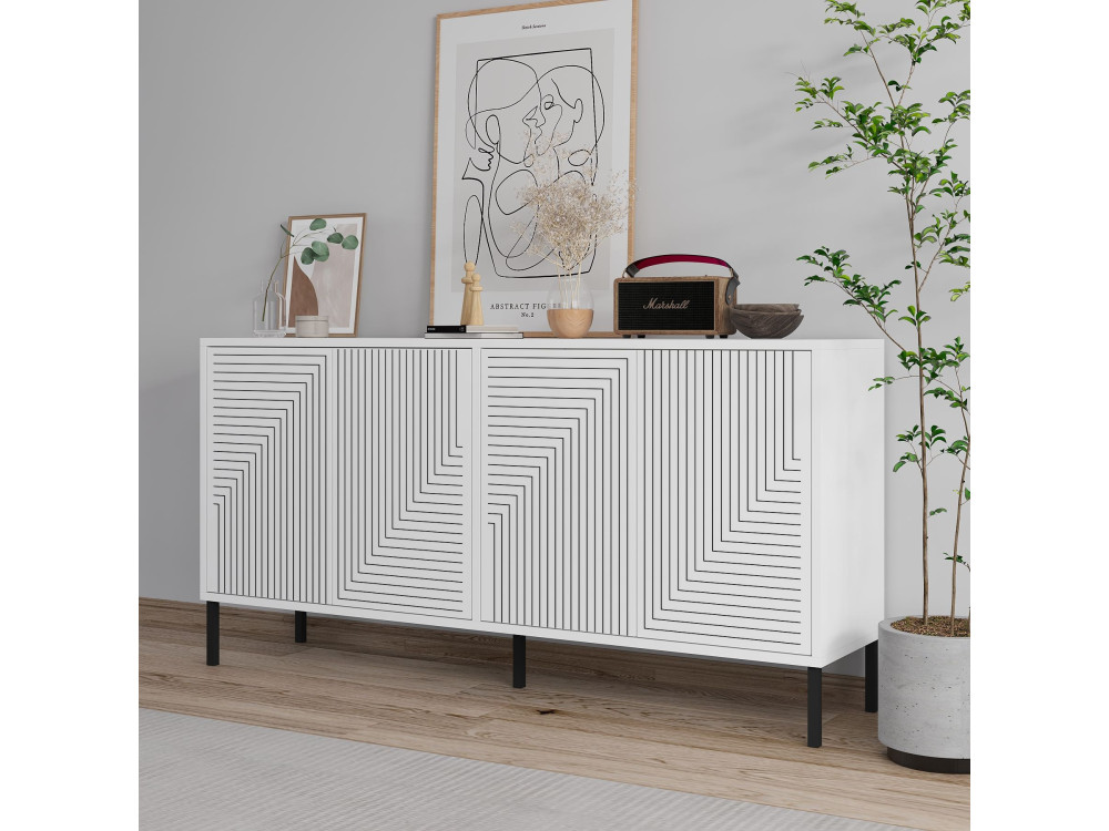 Houten buffetkast "Evolet" - 150 x 36 x 75 cm - Wit