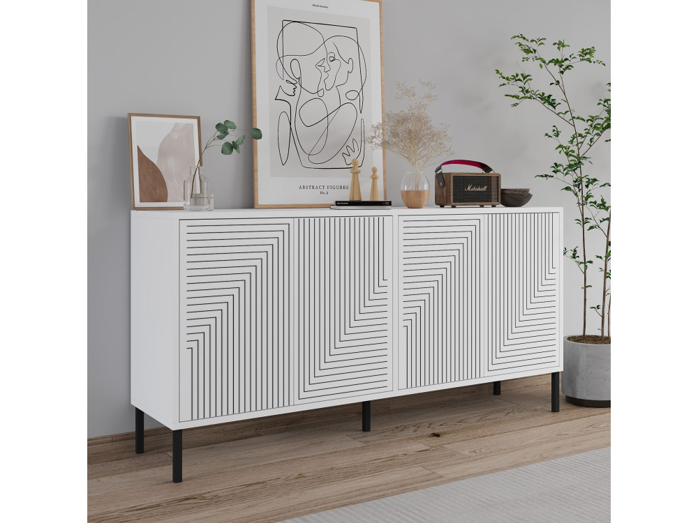 Houten buffetkast "Evolet" - 150 x 36 x 75 cm - Wit
