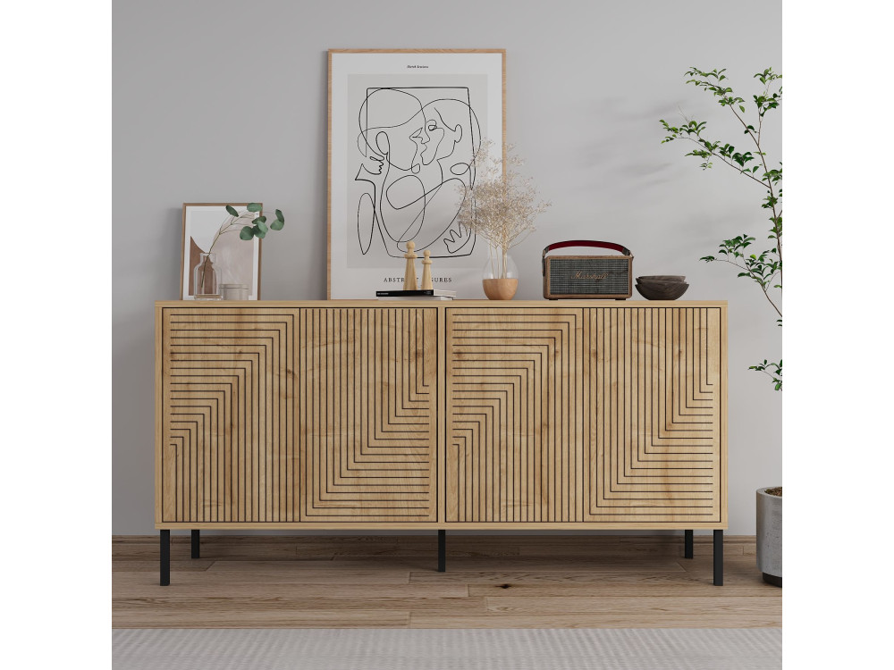 Houten buffetkast "Evolet" - 150 x 36 x 75 cm - Beige