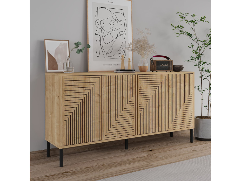 Houten buffetkast "Evolet" - 150 x 36 x 75 cm - Beige