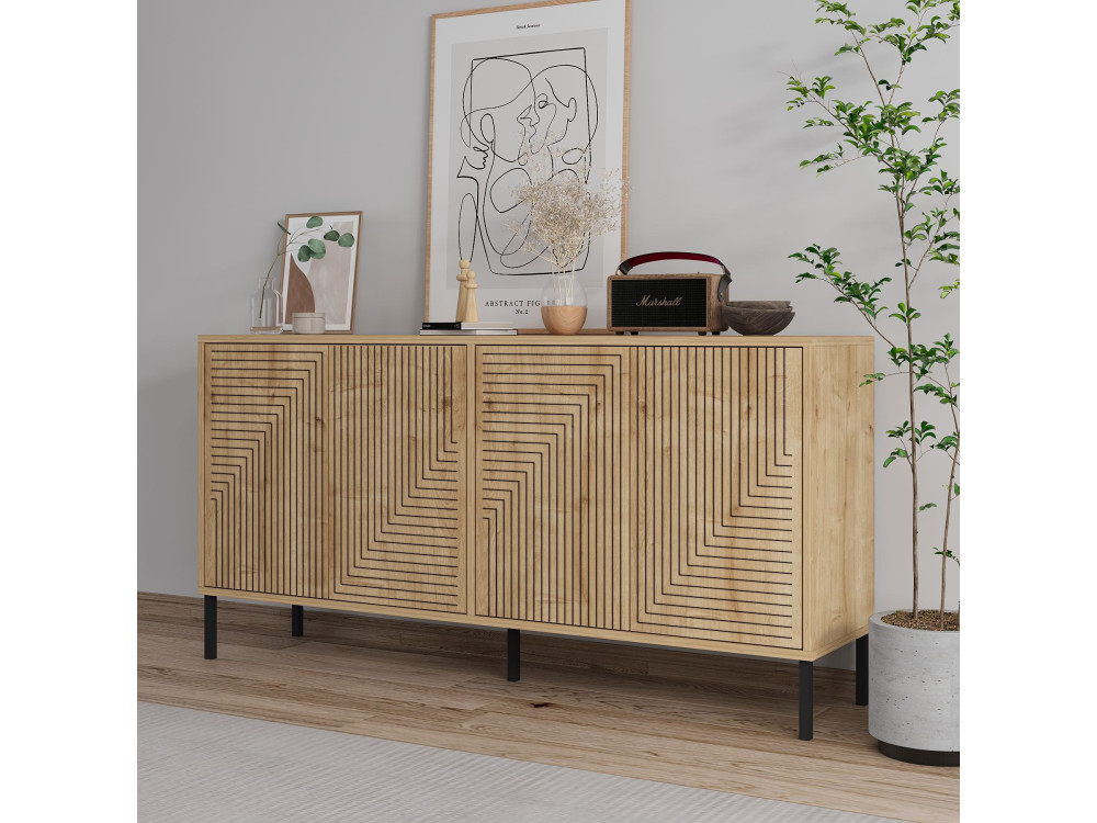 Houten buffetkast "Evolet" - 150 x 36 x 75 cm - Beige