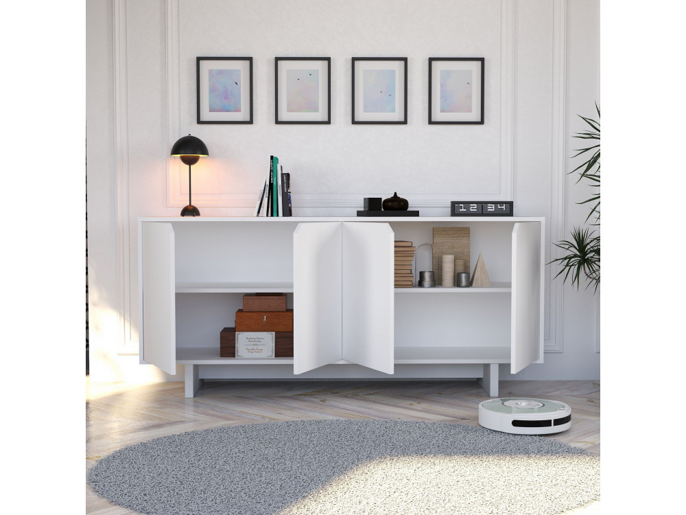 Houten dressoir "Doruk" - 180 x 40 x 81 cm - Wit