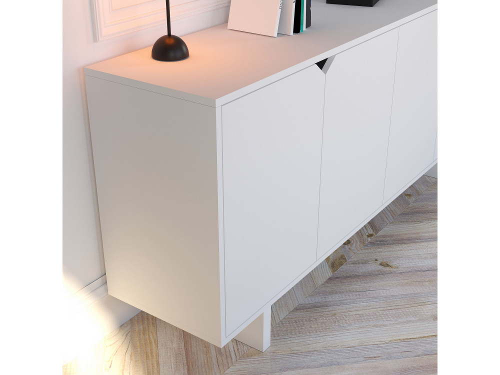 Houten dressoir "Doruk" - 180 x 40 x 81 cm - Wit