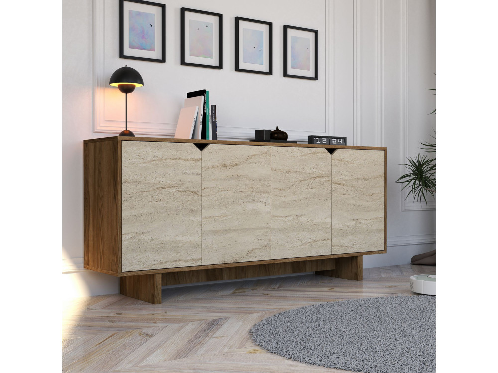 Houten dressoir "Istemi" - 180 x 40 x 81 cm - Travertijn