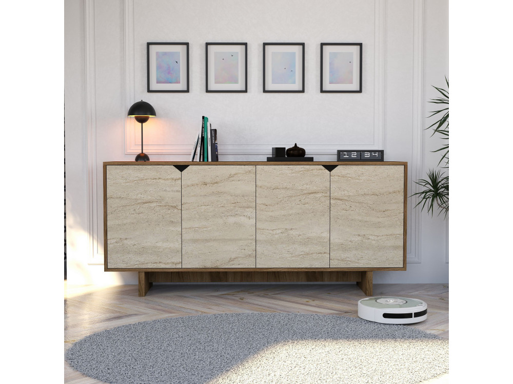 Houten dressoir "Istemi" - 180 x 40 x 81 cm - Travertijn