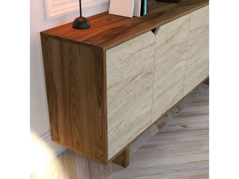 Houten dressoir "Istemi" - 180 x 40 x 81 cm - Travertijn
