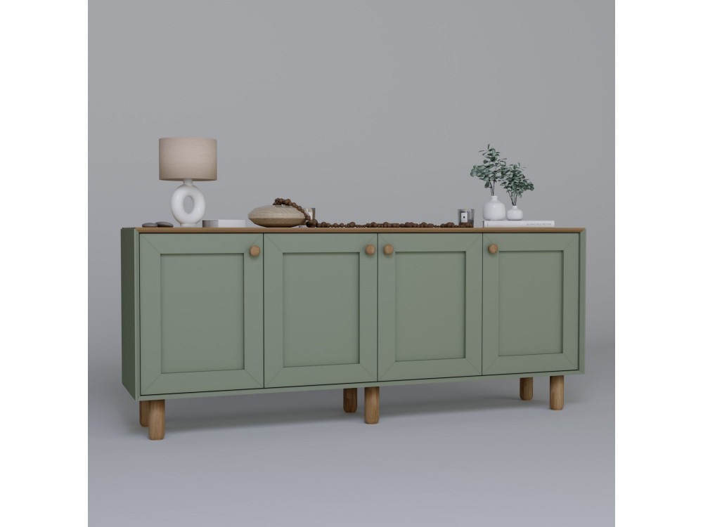 Bohem" houten dressoir - 180 x 40 x 75 cm - Groen