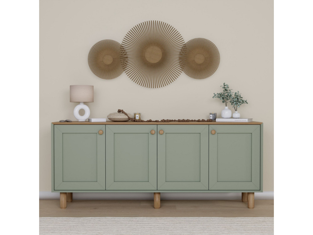 Bohem" houten dressoir - 180 x 40 x 75 cm - Groen