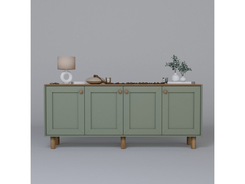 Bohem" houten dressoir - 180 x 40 x 75 cm - Groen