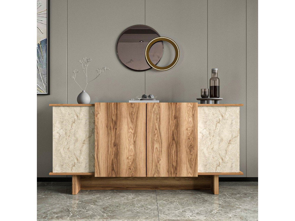 Houten dressoir Diana - 180 x 40 x 81 cm - Travertin