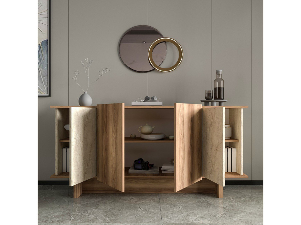 Houten dressoir Diana - 180 x 40 x 81 cm - Travertin