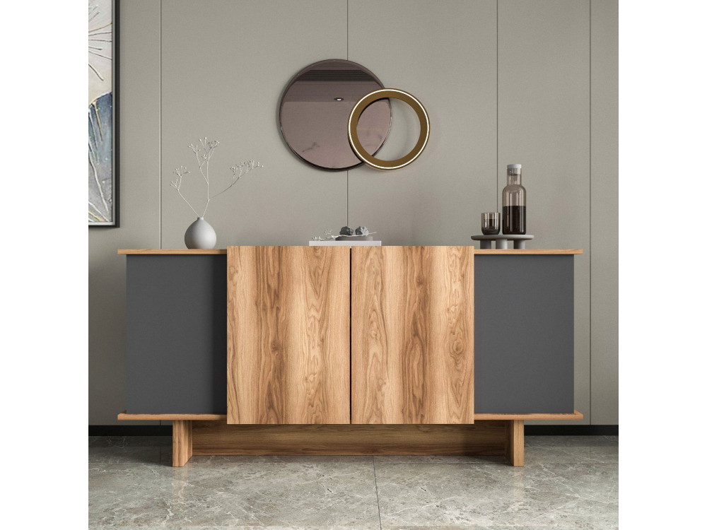 Houten dressoir Diana - 180 x 40 x 81 cm - Antracietgrijs