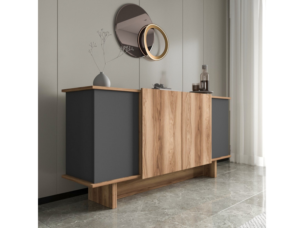 Houten dressoir Diana - 180 x 40 x 81 cm - Antracietgrijs