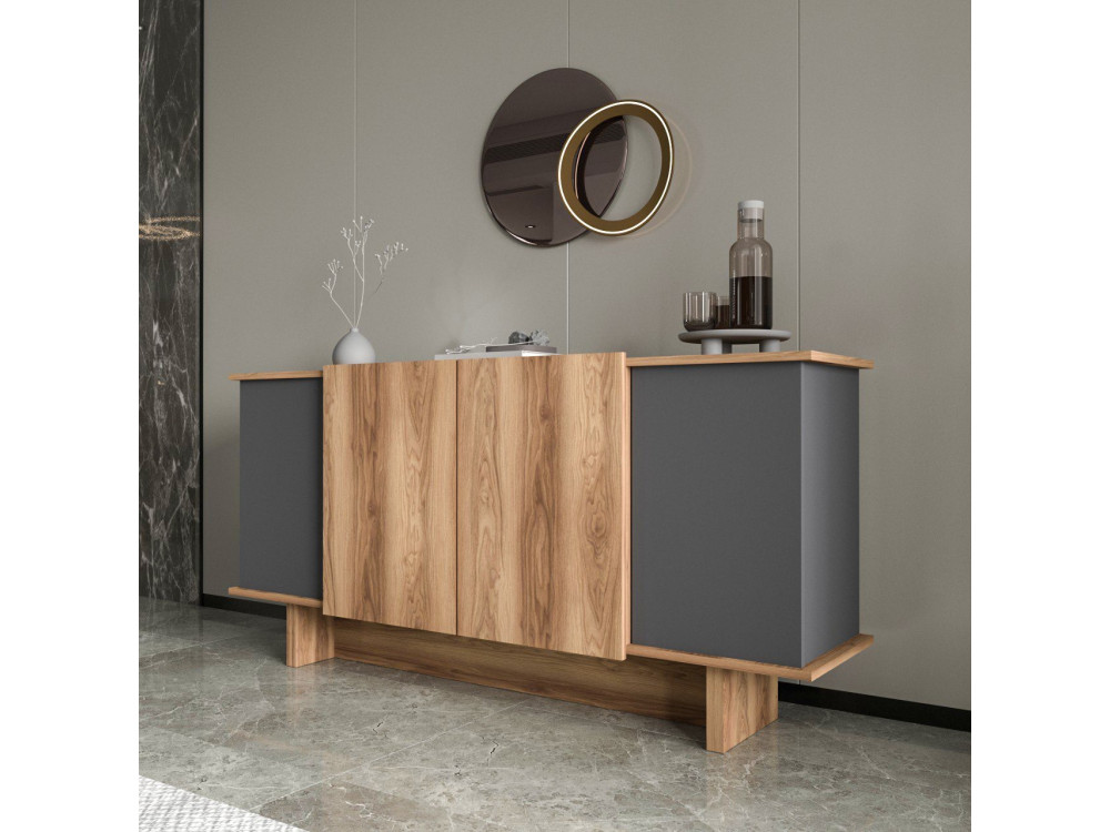 Houten dressoir Diana - 180 x 40 x 81 cm - Antracietgrijs