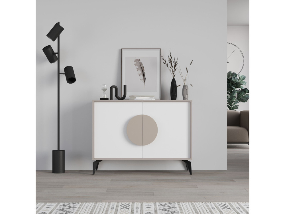 Houten dressoir "Gora" - 110 x 36 x 82 cm - Licht mokkabruin