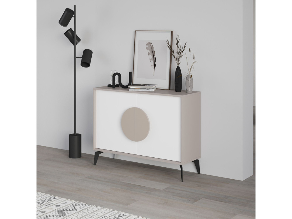 Houten dressoir "Gora" - 110 x 36 x 82 cm - Licht mokkabruin