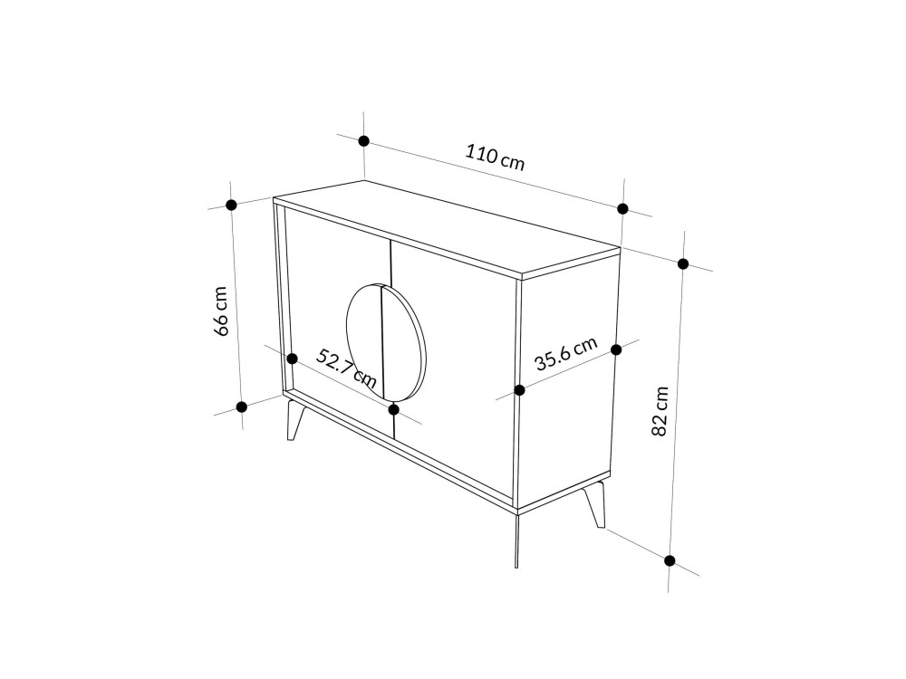 Houten dressoir "Gora" - 110 x 36 x 82 cm - Licht mokkabruin