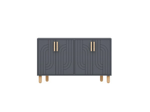 Rodney" houten dressoir - 120 x 30 x 74 cm - Antraciet grijs