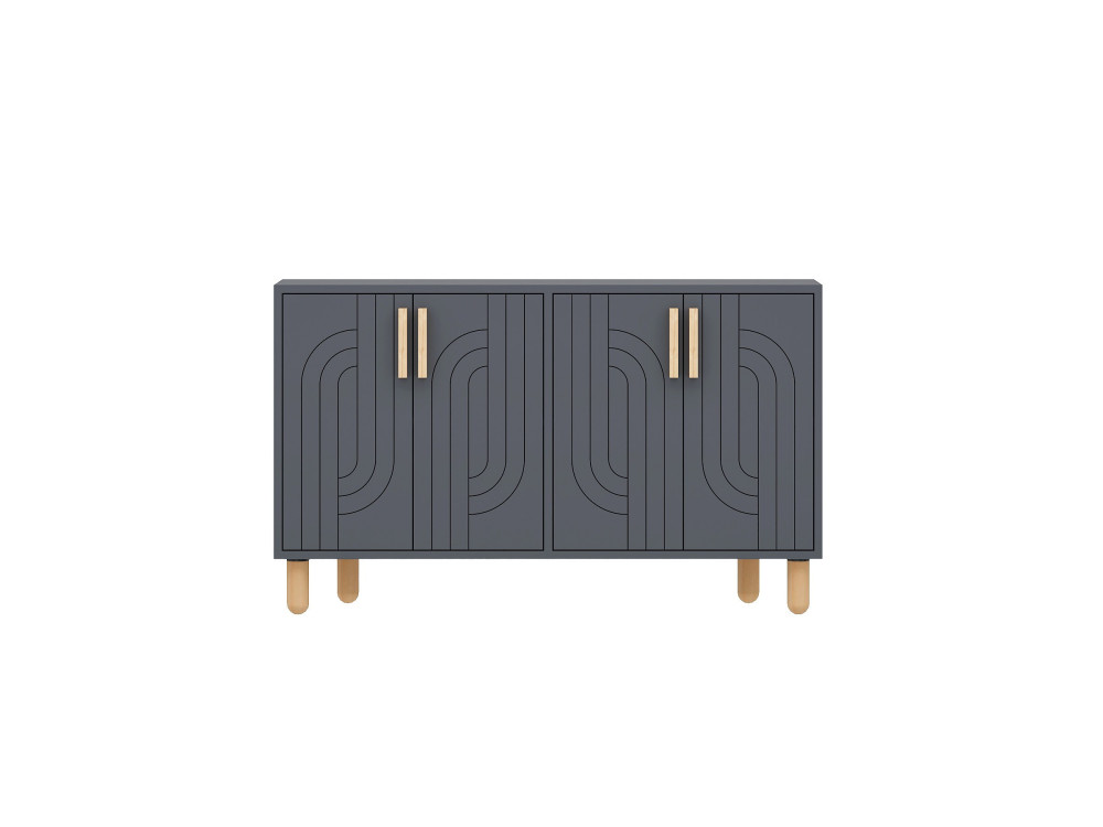 Rodney" houten dressoir - 120 x 30 x 74 cm - Antraciet grijs