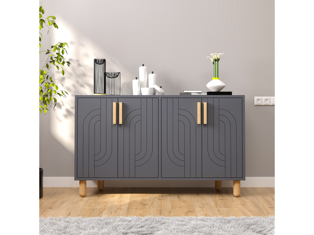 Rodney" houten dressoir - 120 x 30 x 74 cm - Antraciet grijs