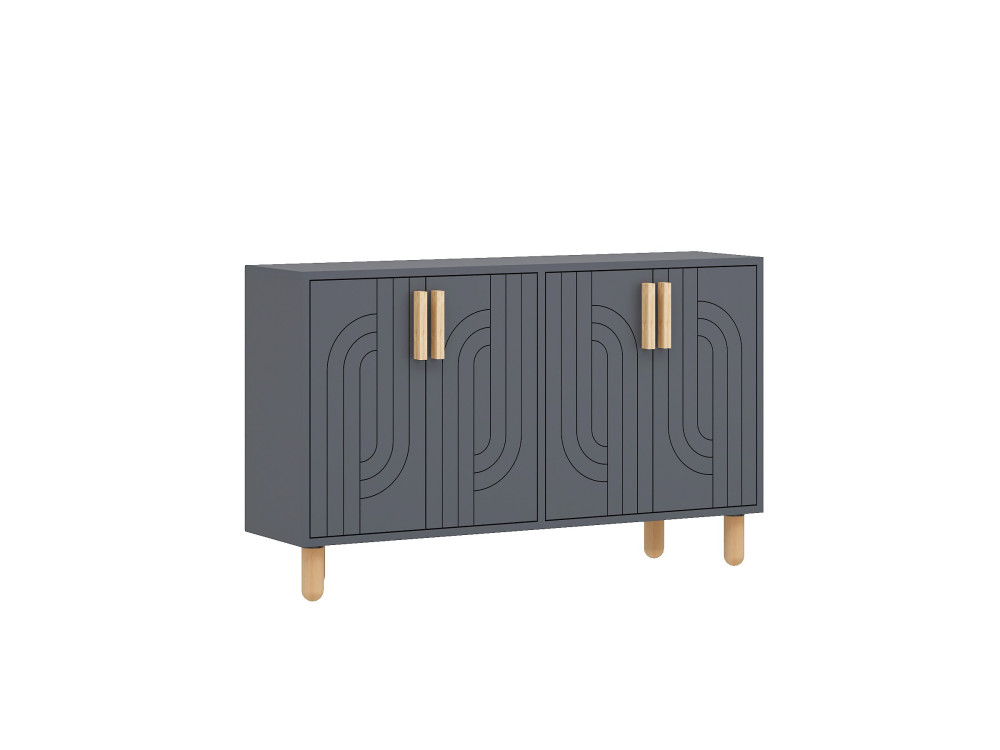 Rodney" houten dressoir - 120 x 30 x 74 cm - Antraciet grijs