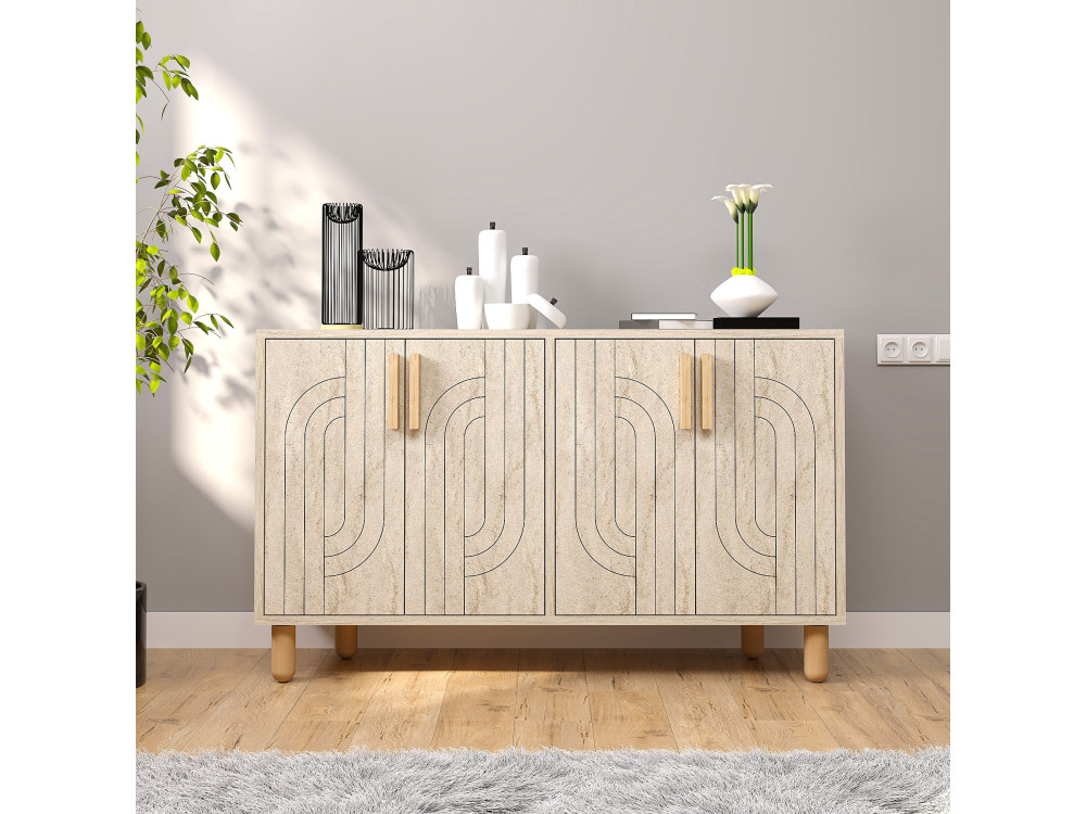 Rodney" houten dressoir - 120 x 30 x 74 cm - Travertin