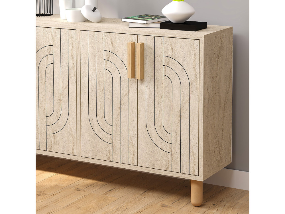 Rodney" houten dressoir - 120 x 30 x 74 cm - Travertin