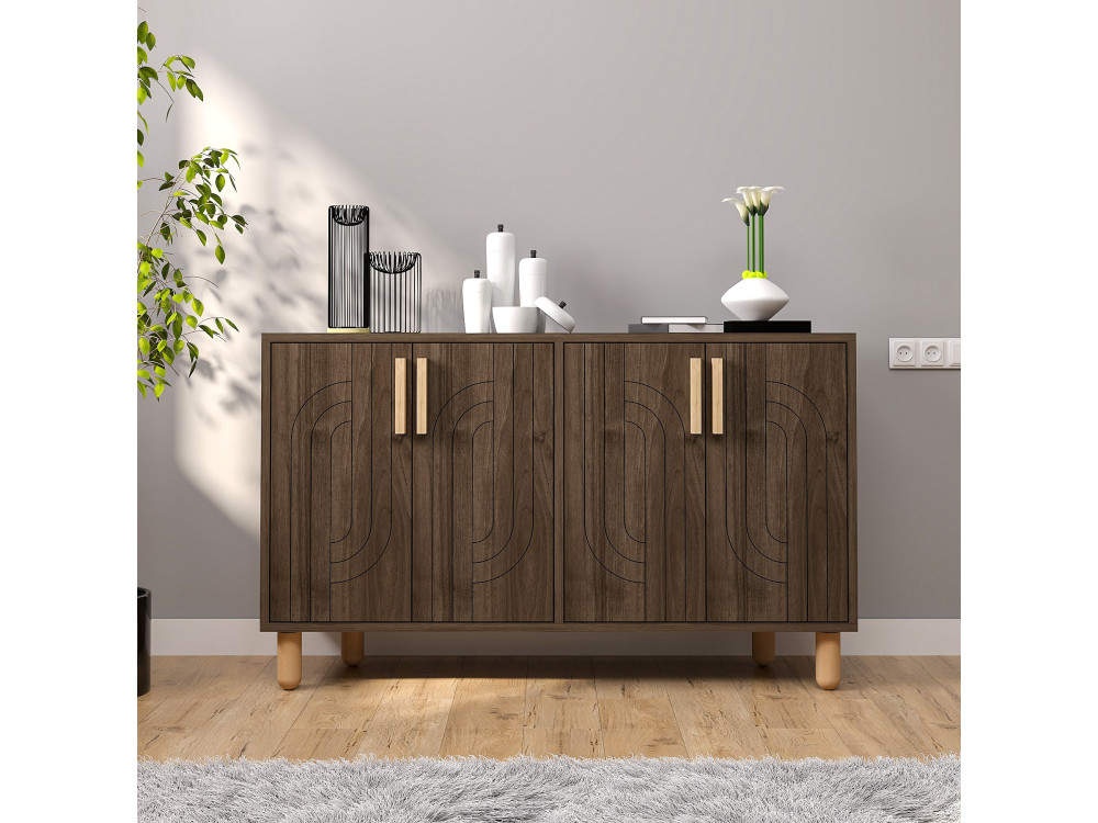 Rodney" houten dressoir - 120 x 30 x 74 cm - Bruin