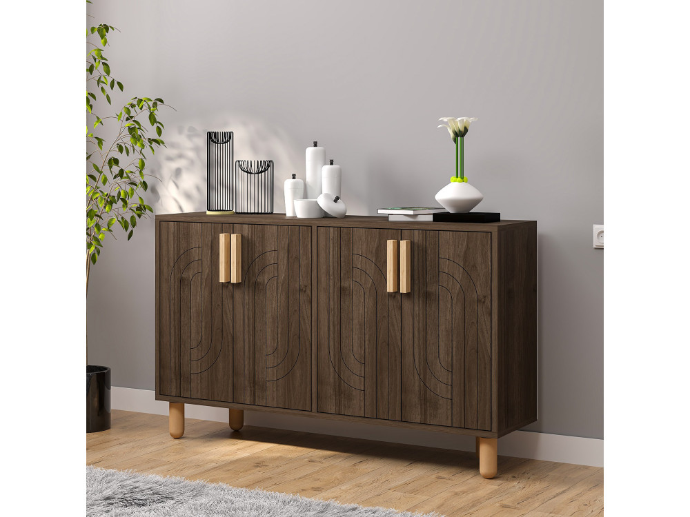 Rodney" houten dressoir - 120 x 30 x 74 cm - Bruin