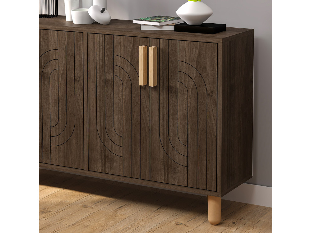 Rodney" houten dressoir - 120 x 30 x 74 cm - Bruin