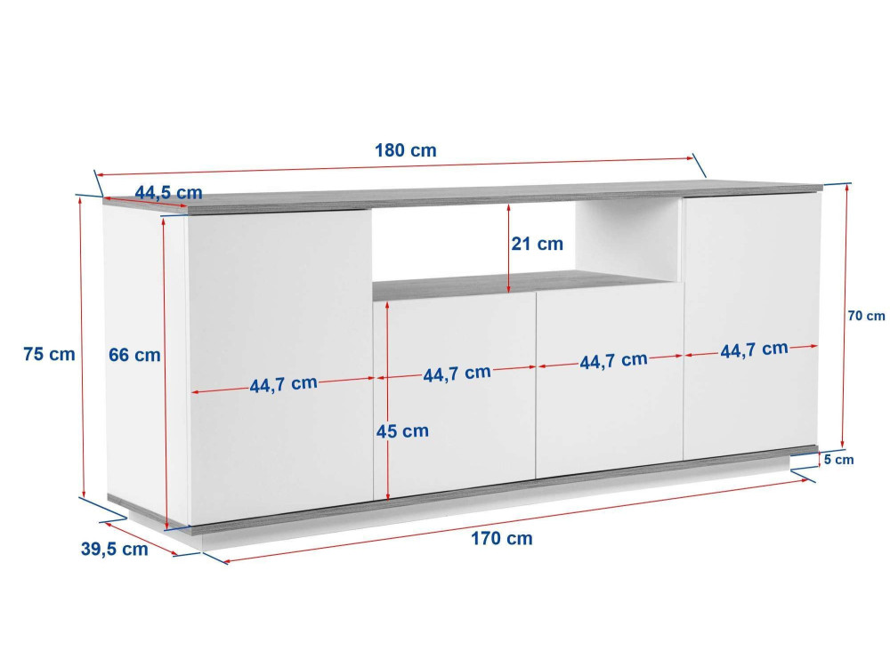 Houten console "Arista" 180 x 44,5 x 75 cm - Mink
