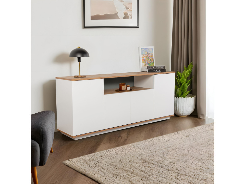Houten dressoir "Arista" - 180 x 44 x 75 cm - Wit