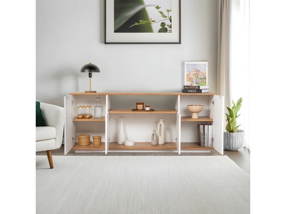 Houten dressoir "Arista" - 180 x 44 x 75 cm - Wit