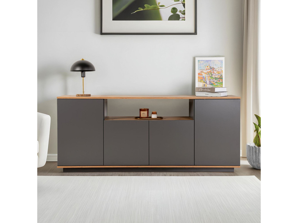Houten dressoir "Arista" - 180 x 44 x 75 cm - Antracietgrijs