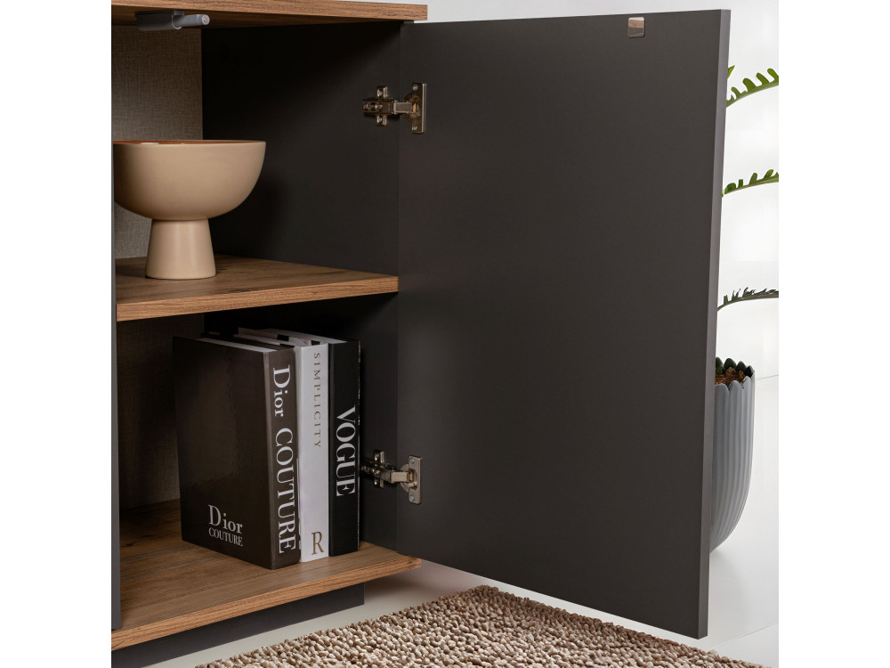 Houten dressoir "Arista" - 180 x 44 x 75 cm - Antracietgrijs