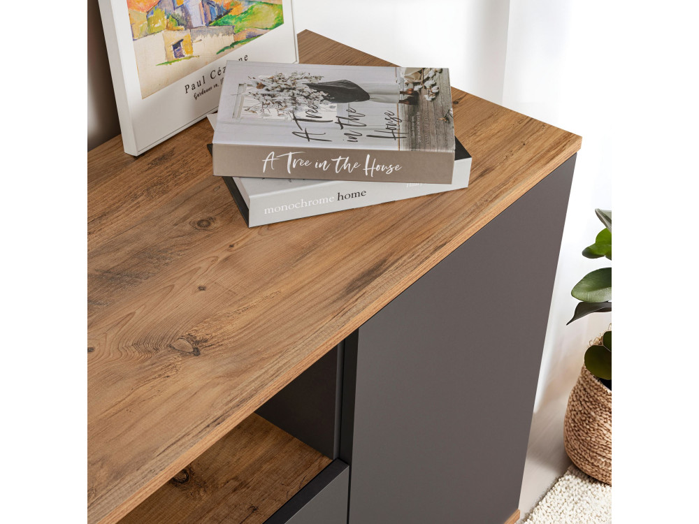 Houten dressoir "Arista" - 180 x 44 x 75 cm - Antracietgrijs