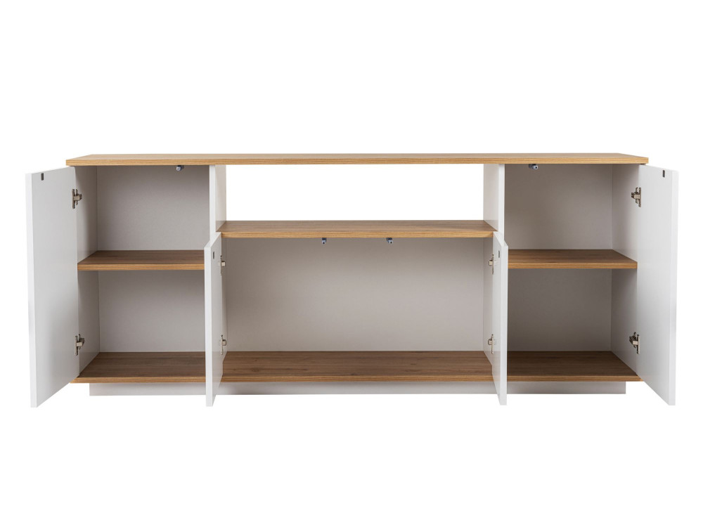 Houten dressoir "Arista" - 180 x 44,5 x 75 cm - Wit / Cadiz Eik