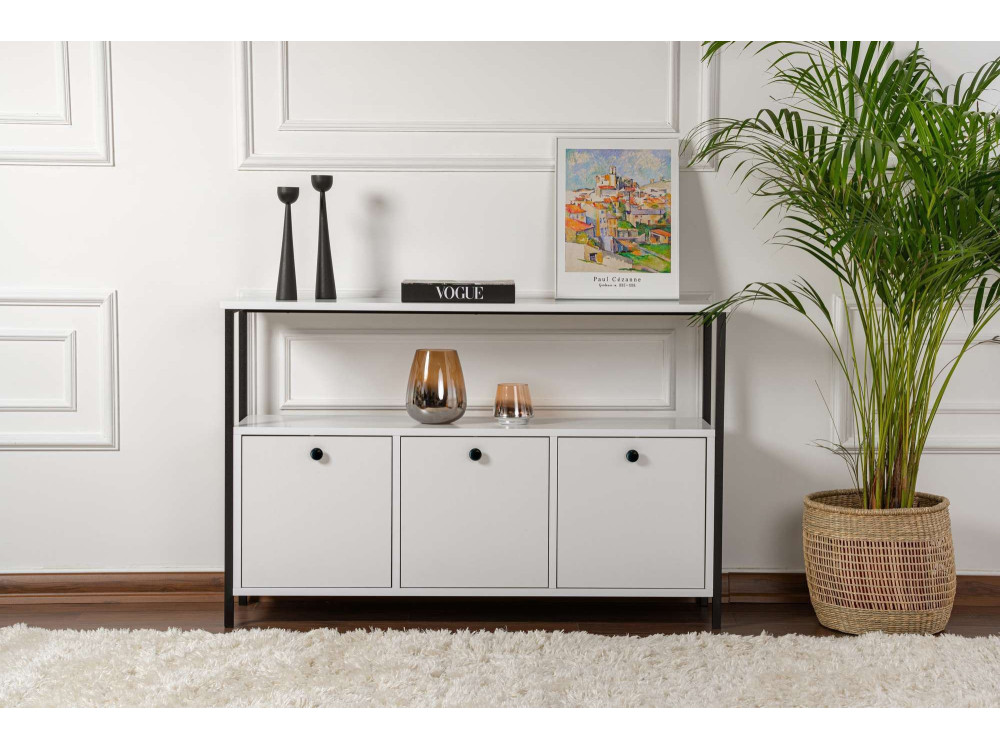 Houten dressoir "Solace" - 120 x 30 x 77 cm - Wit
