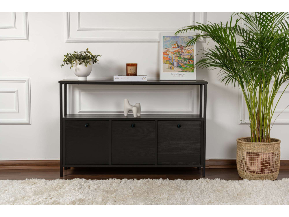 Houten dressoir "Solace" - 120 x 30 x 77 cm - Zwart