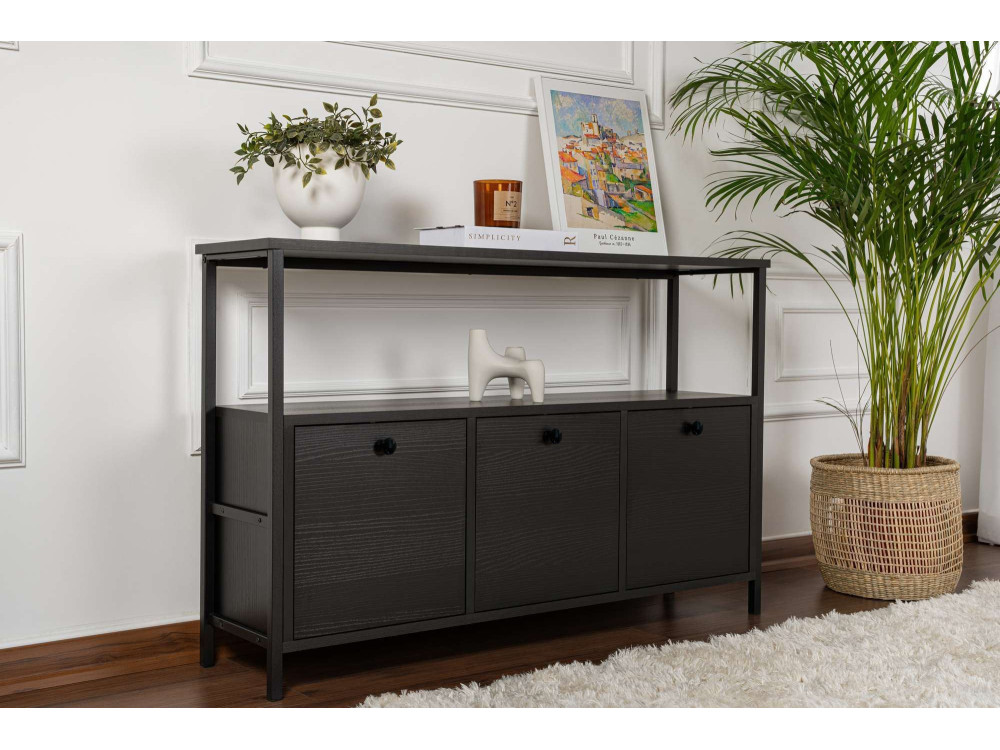 Houten dressoir "Solace" - 120 x 30 x 77 cm - Zwart