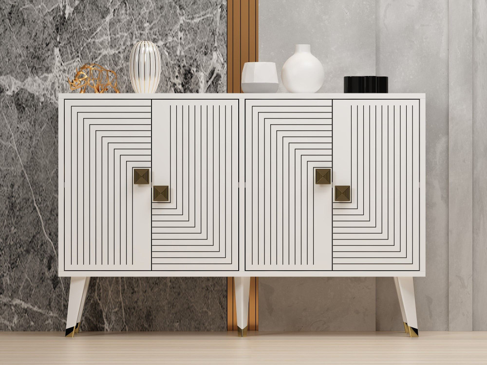 Houten dressoir "Ahart" - 120 x 30 x 80 cm - Wit