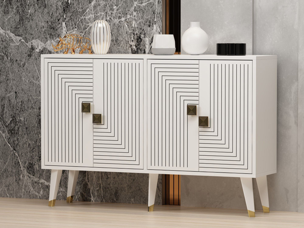 Houten dressoir "Ahart" - 120 x 30 x 80 cm - Wit