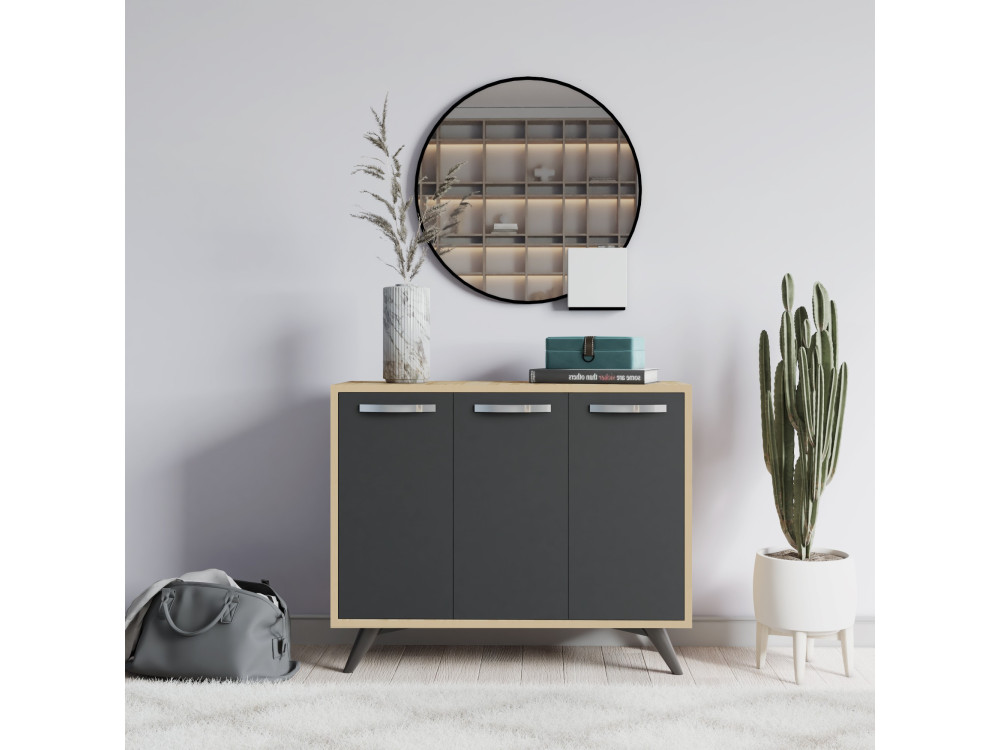 Houten buffetkast "Piffa" - 100 x 35 x 82 cm - Antracietgrijs